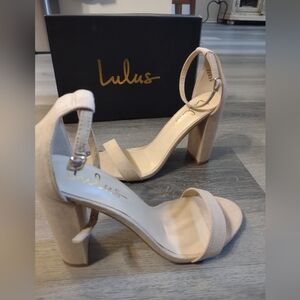 Lulu's Taylor Beige Fabric Nude Heels